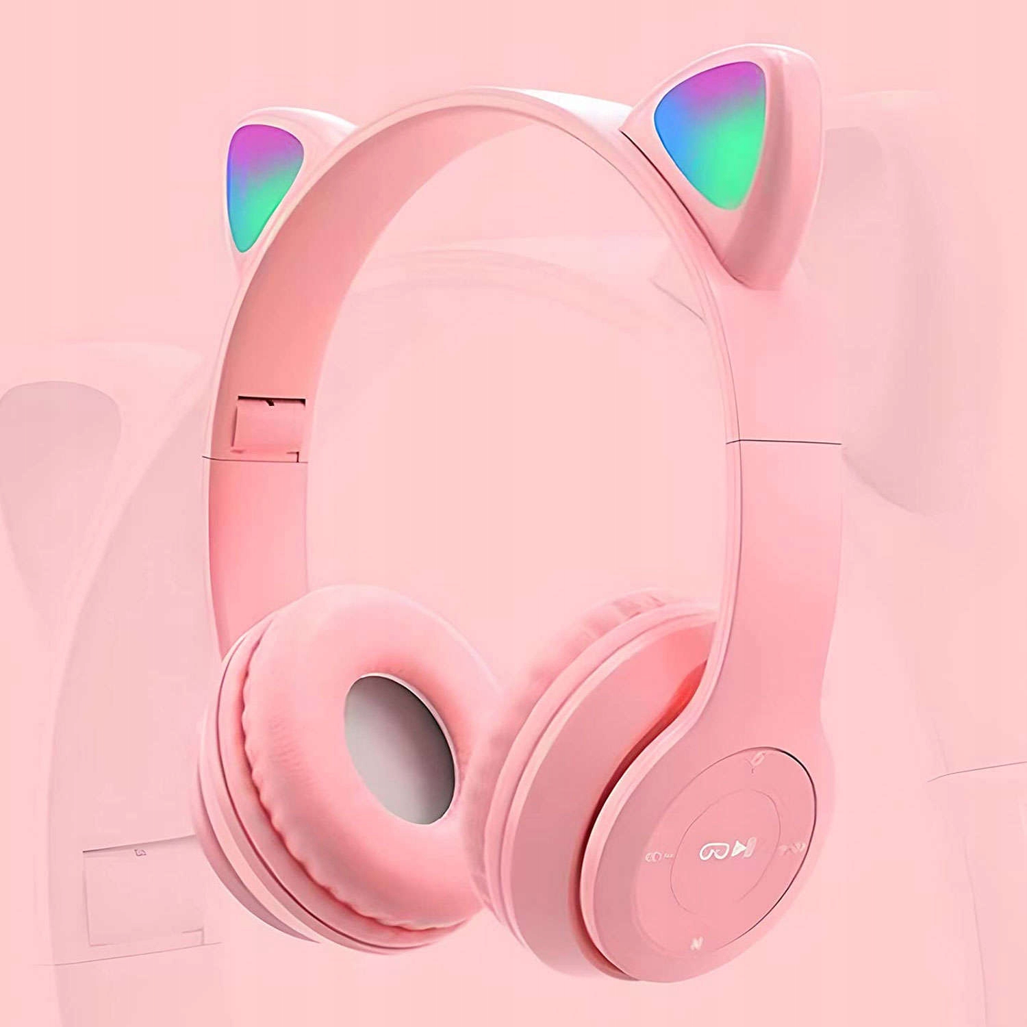 PREZENT DLA DZIEWCZYNKI SŁUCHAWKI BEZPRZEWODOWE NAUSZNE - KOCIE USZKA Kolor dominujący różowy
