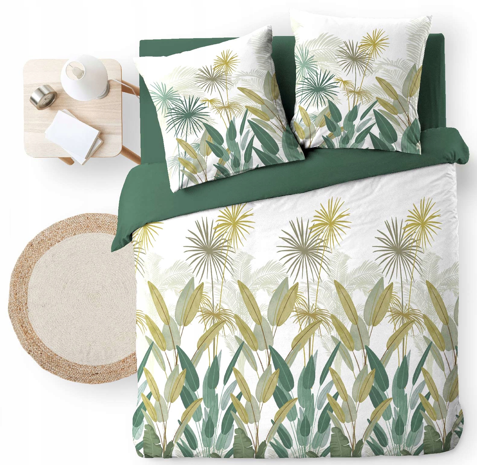 Pościel Bawełniana Komplet Pościeli Bawełnianej 220x240 Zielono-biały Otika