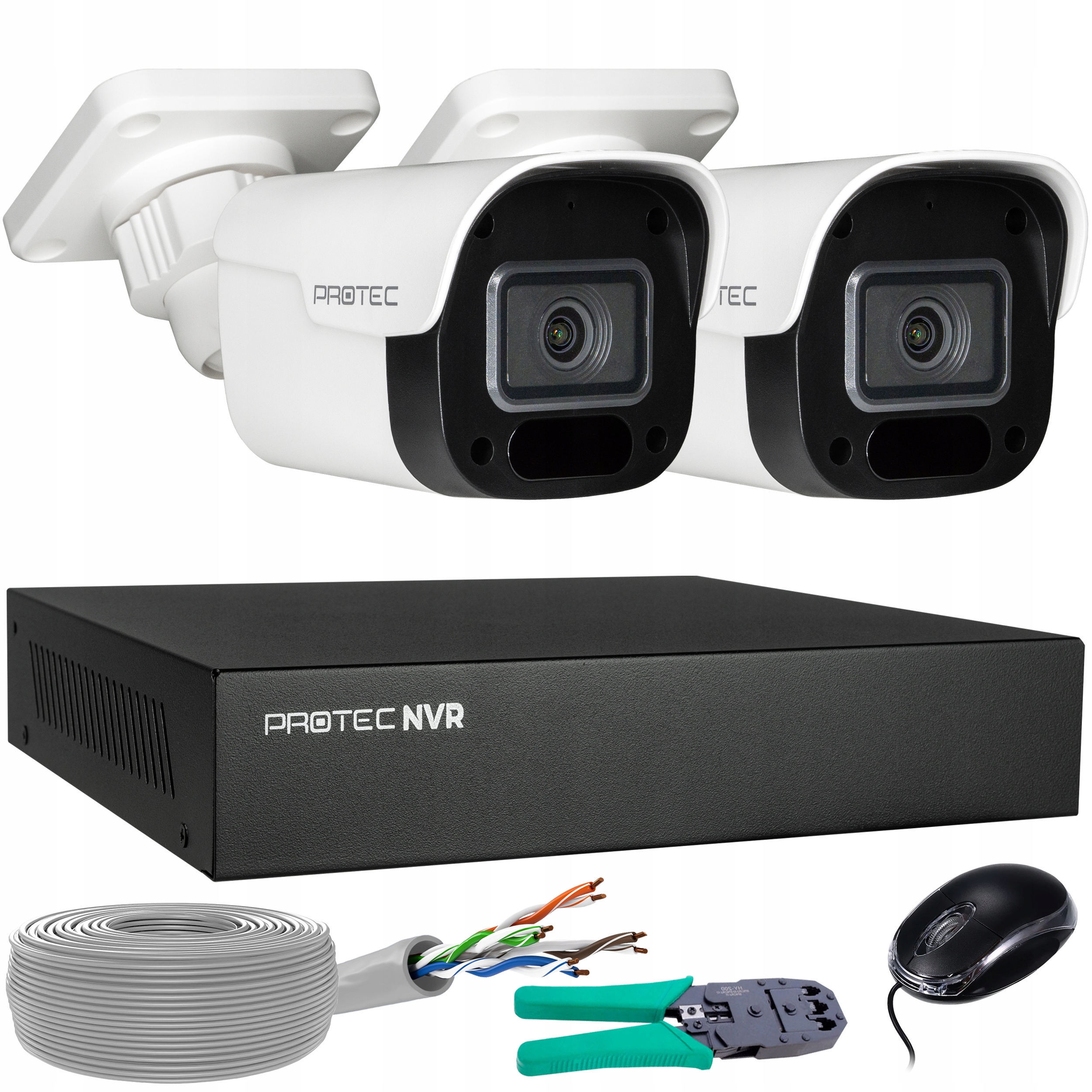 Zestaw Monitoringu 2 Kamery Ip PoE 4Mpx z Mikrofonem Podgląd 2K