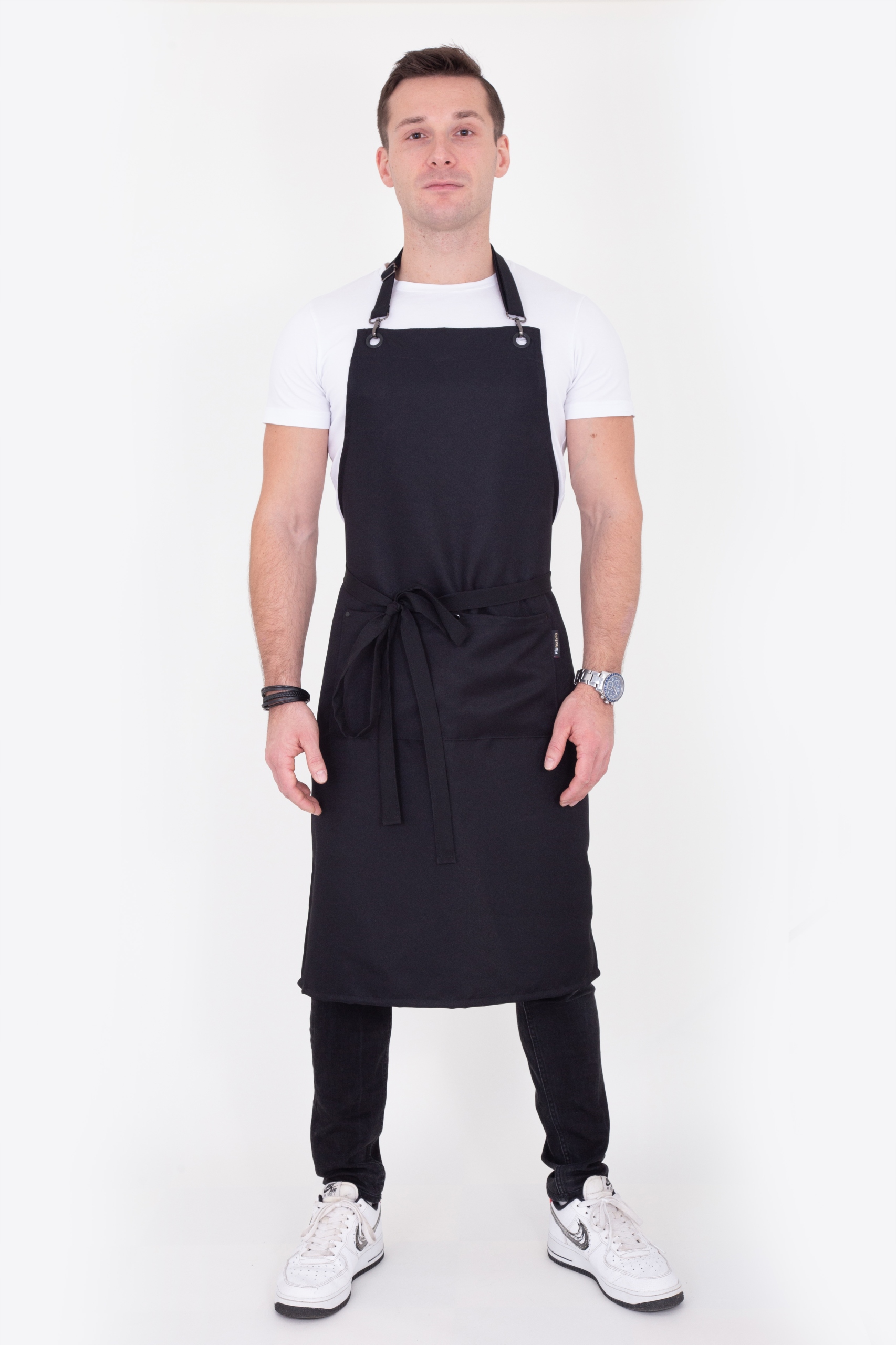 Pánská ochranná kuchyňská zástěra Voděodolná černá Barista gastronomická