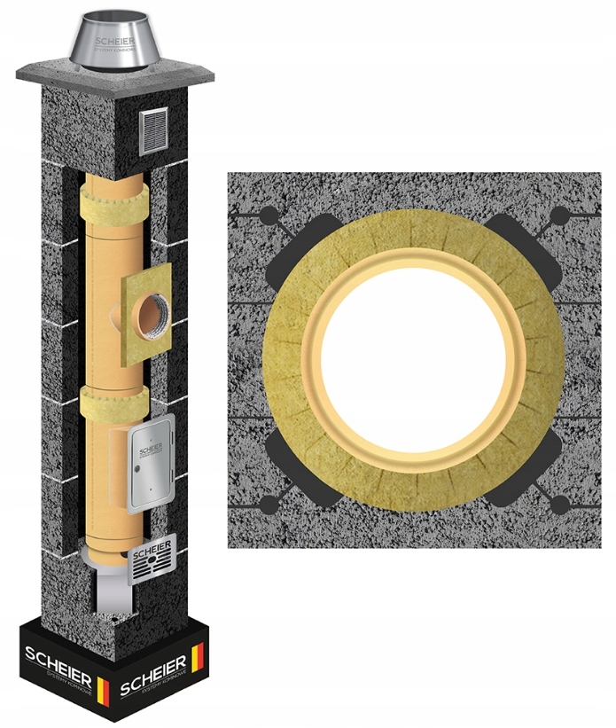 Keramický systémový komínový systém K fi 160 4 m Standard 36x36