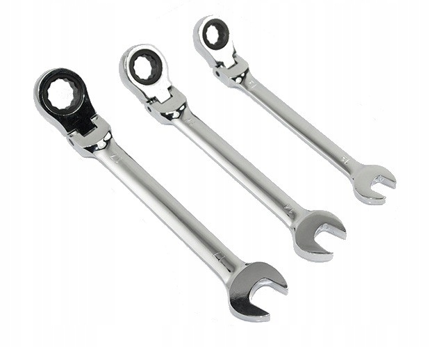 Klucz płasko-oczkowy z grzechotką i przegubem, łamany 28mm