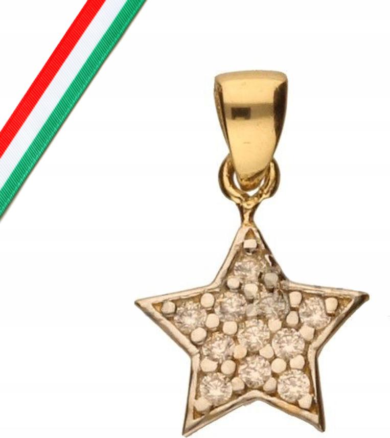 Zlatý přívěsek 585, malá hvězdička, zirkony, 0,42 g, přívěsek, módní vzor 14k