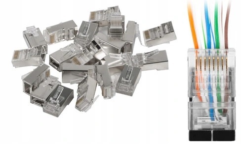 

100szt Wtyk RJ45 kat5e pass through przelotowe Ftp