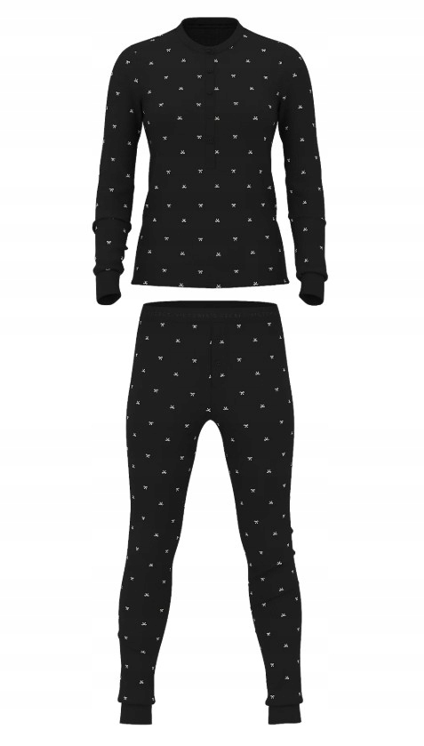 Teplé dlouhé pyžamo Victoria's Secret černé s mašličkami Xs (s) Regular