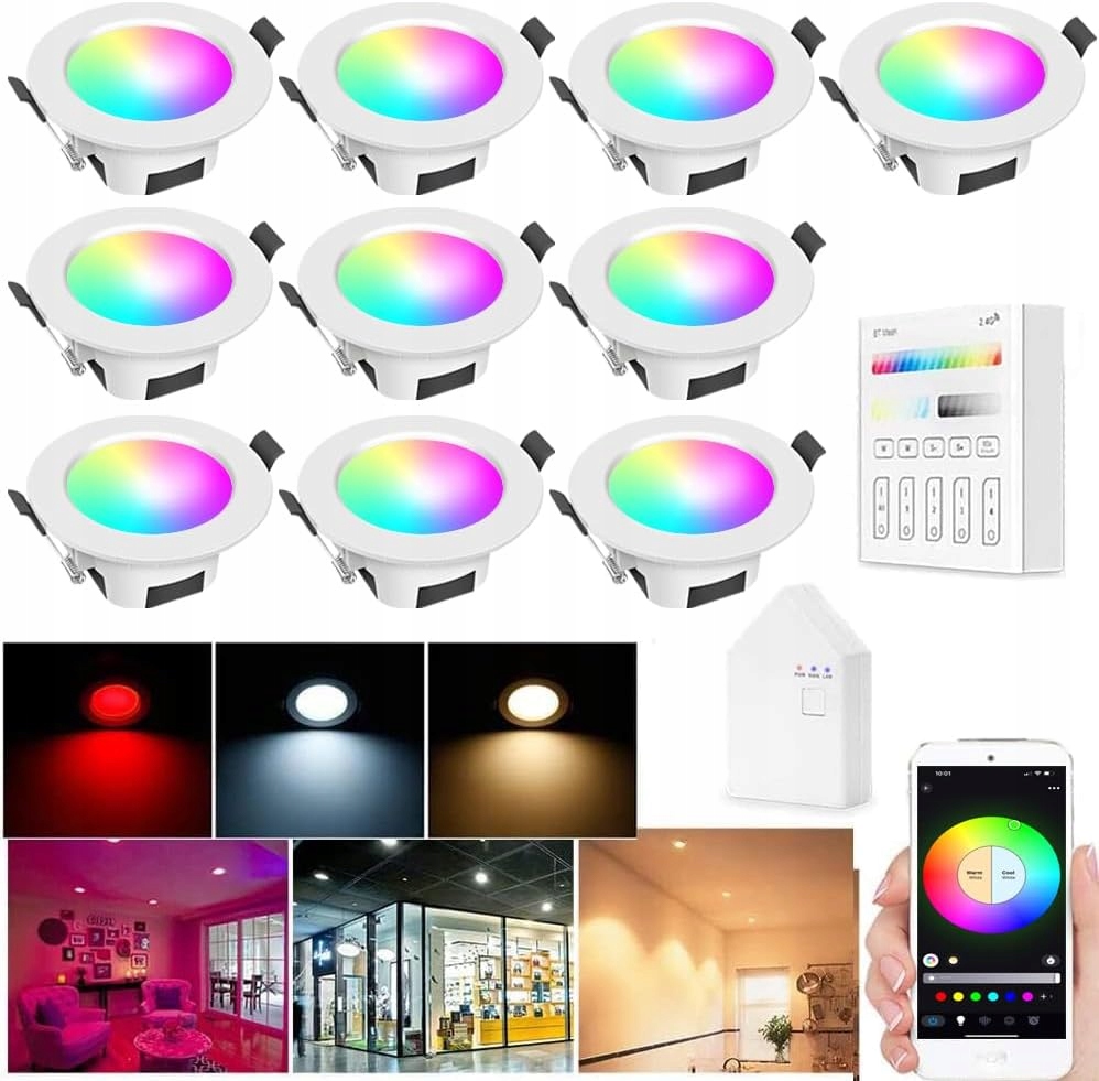 Led Zapustená Lampa Subosi 5W Rgb +biela WiFi Bluetooth Alexa Google 10 ks