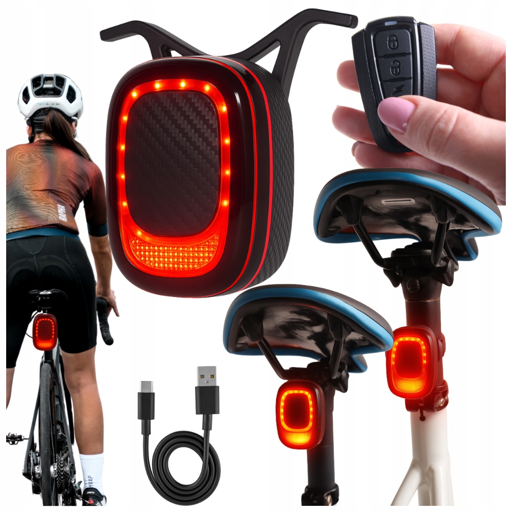 Zadní Světlo Na Kolo Pro Jízdní Kolo S Alarmem Zvonek 4 Režimy Usb