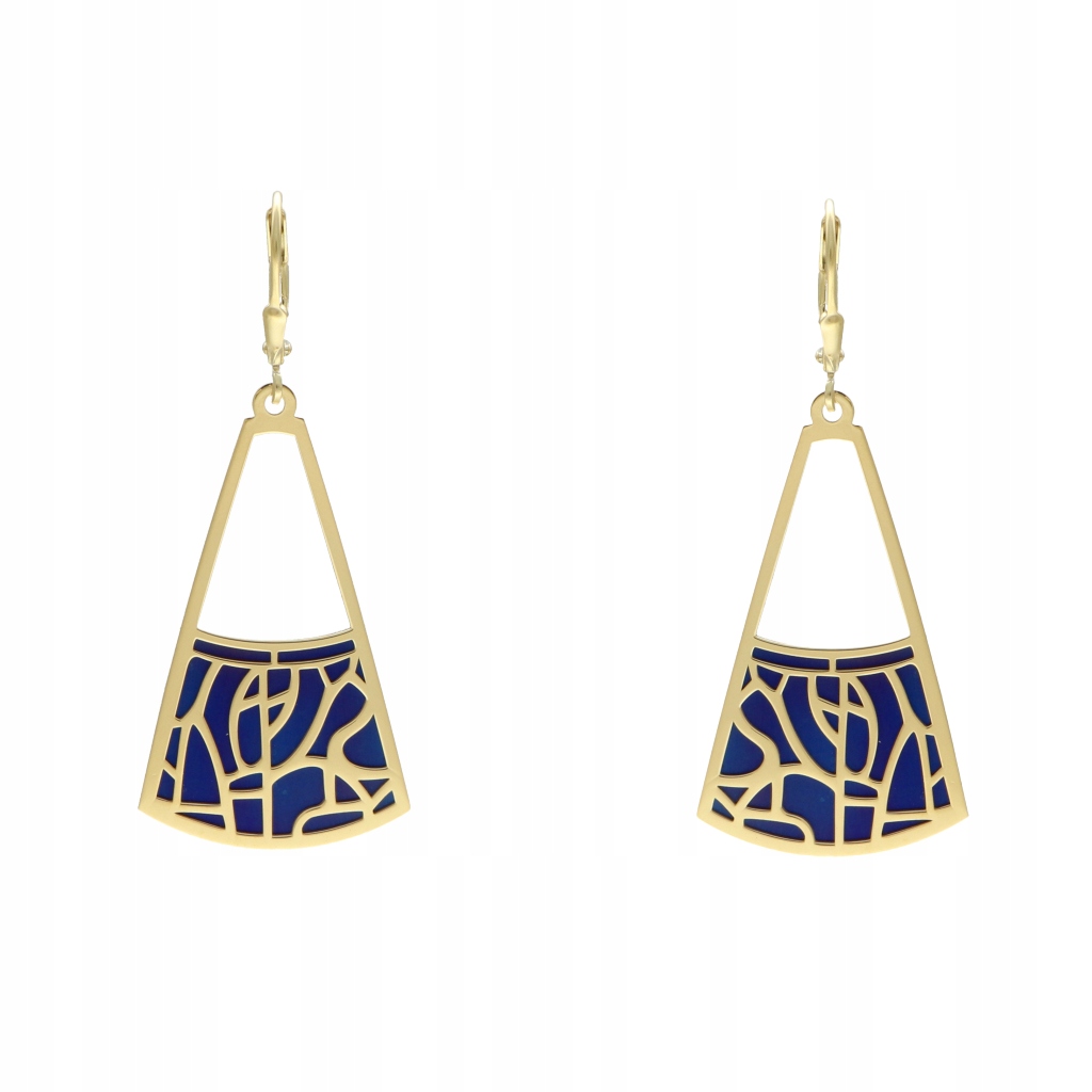 Náušnice trapézové titanové stříbro pozlacené