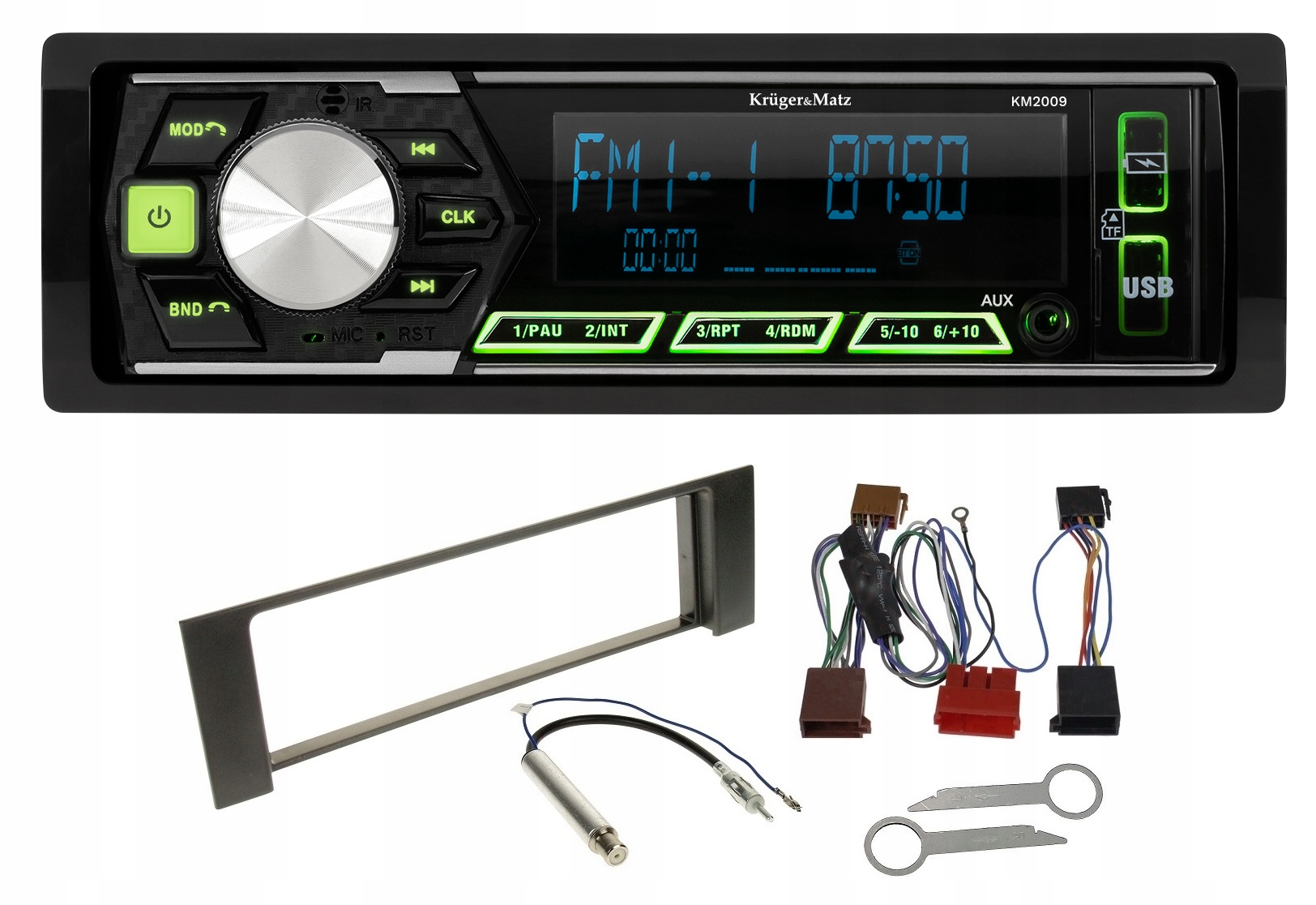 Kruger&Matz KM2009 Rádio Rámček adaptér Iso 1DIN Usb Bluetooth Audi A4 B6 B7