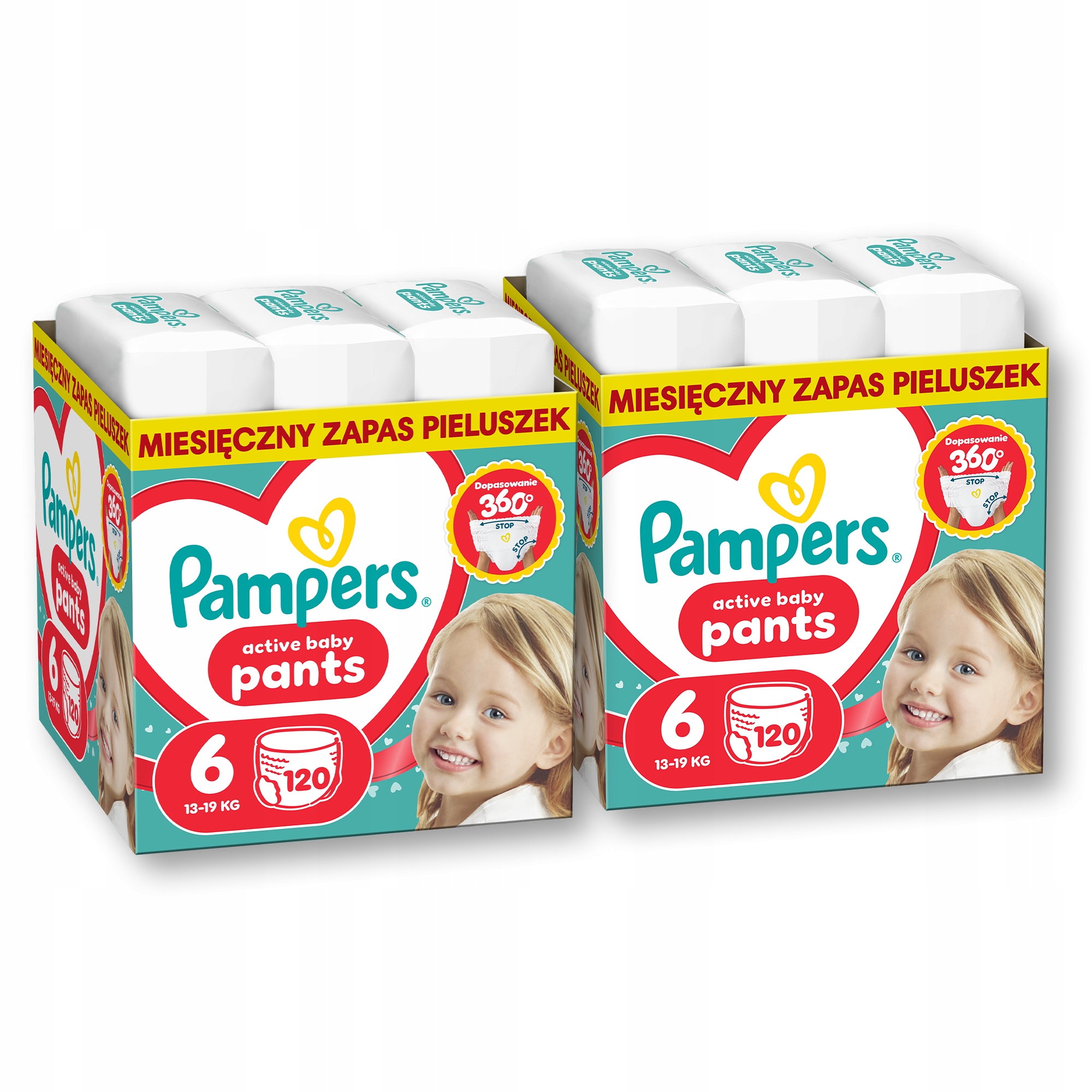 Pieluchomajtki Pampers Active Baby Monthly box Rozmiar 6, 120 szt., 13-19kg