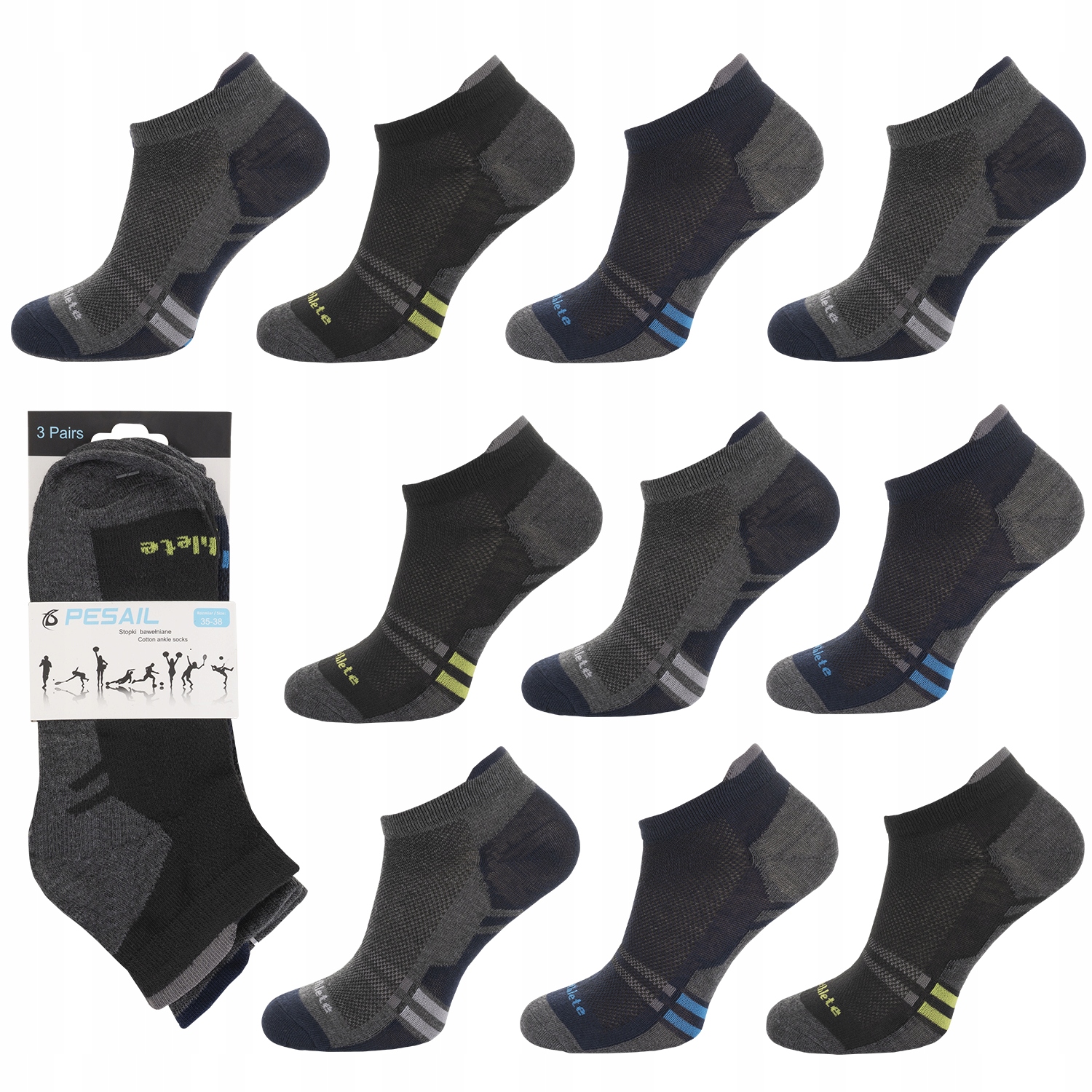 

10x Skarpety Bawełniane Wzór chłopięce 35-38