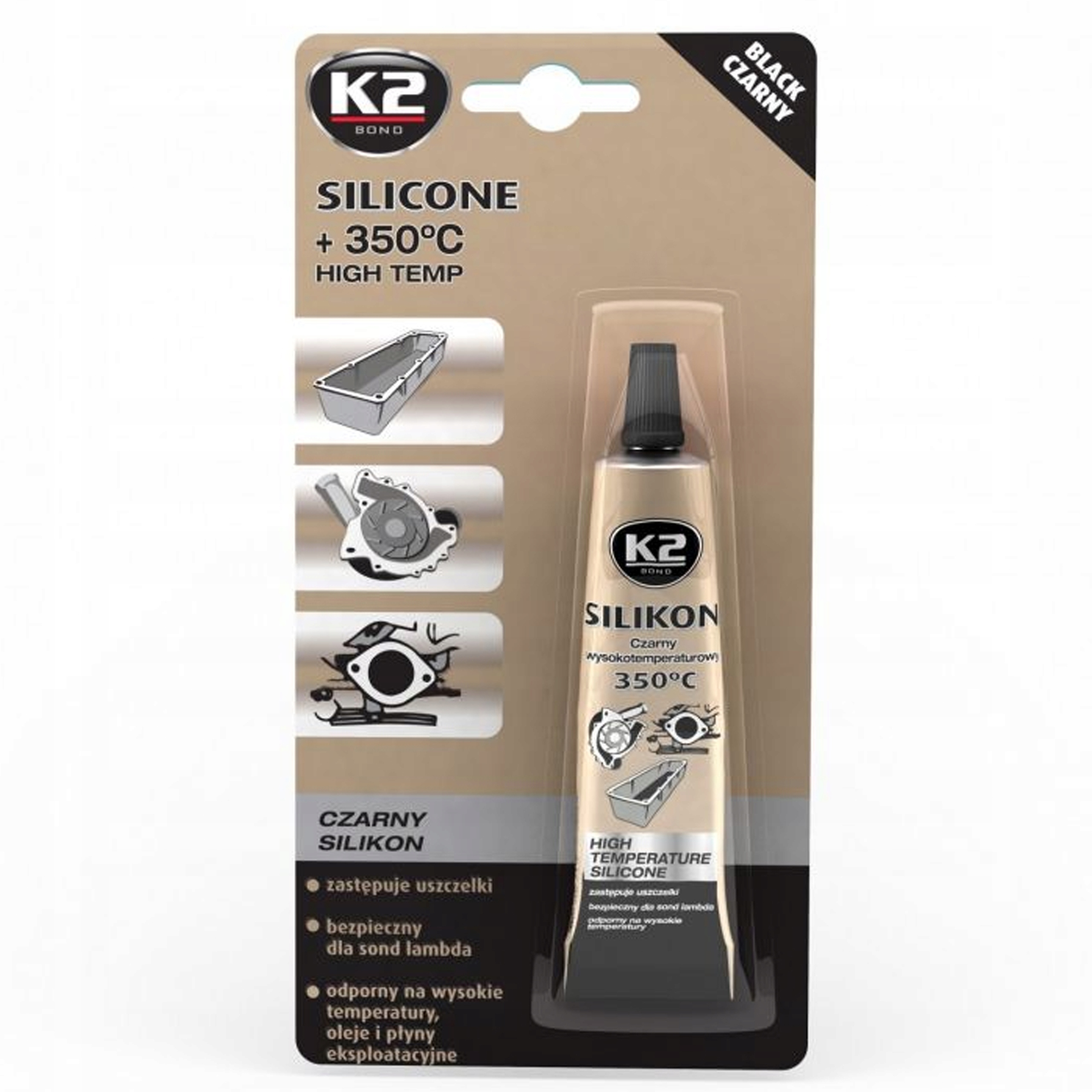 

K2 Silikon Czarny Wysokotemperaturowy +350C 21g