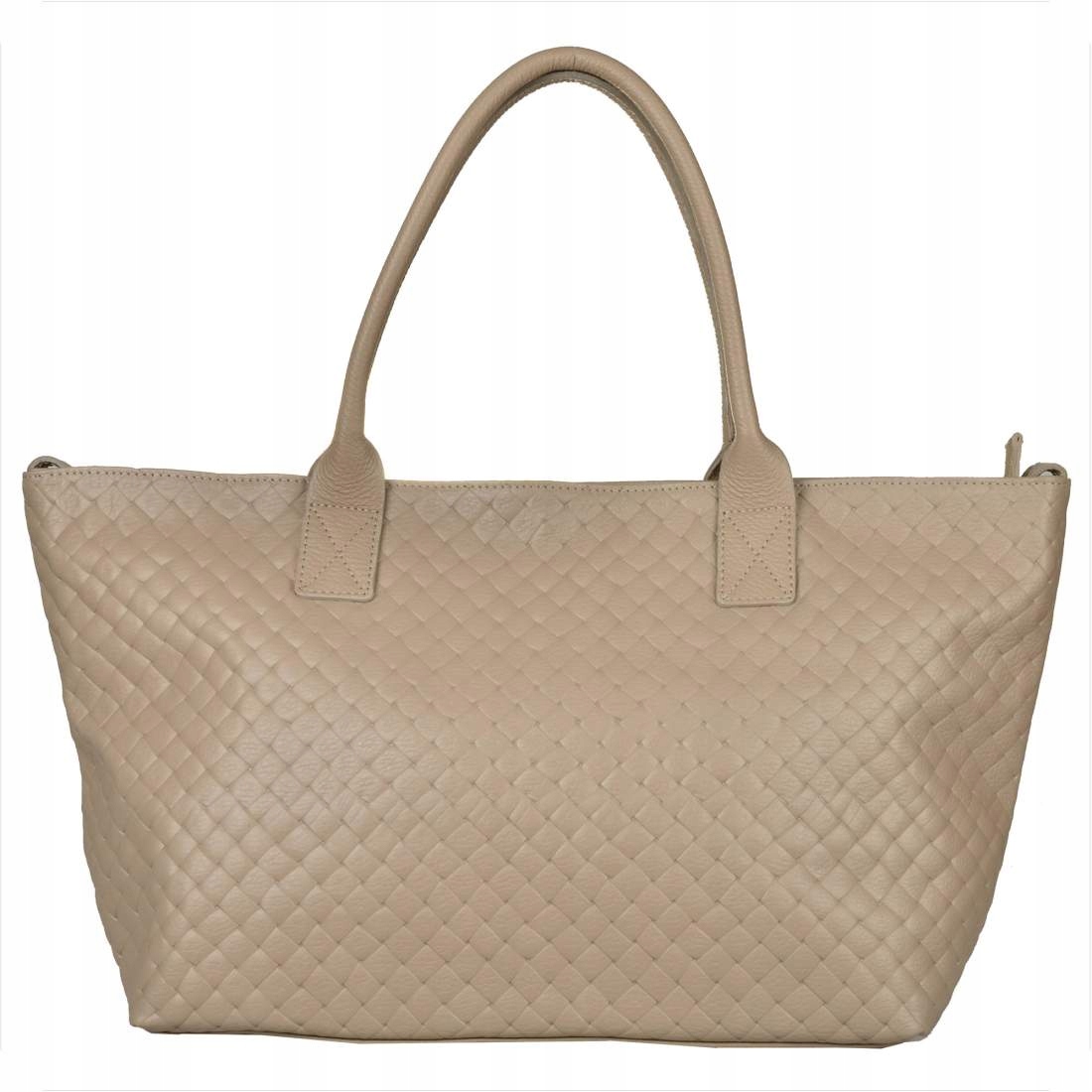 Velká kožená taška shopper bag béžová Borse in pelle