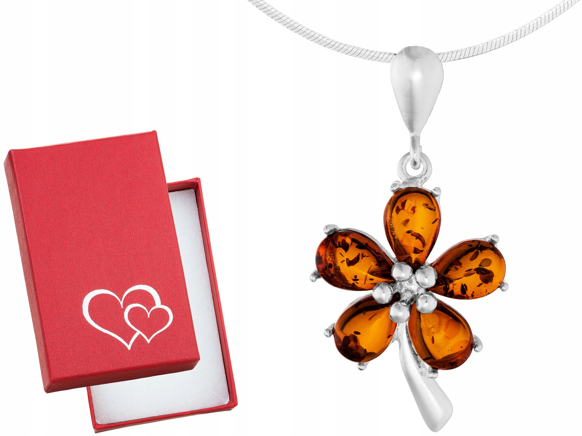 Krátký stříbrný náhrdelník Květina s jantarem Květina Jantar Choker 38 cm