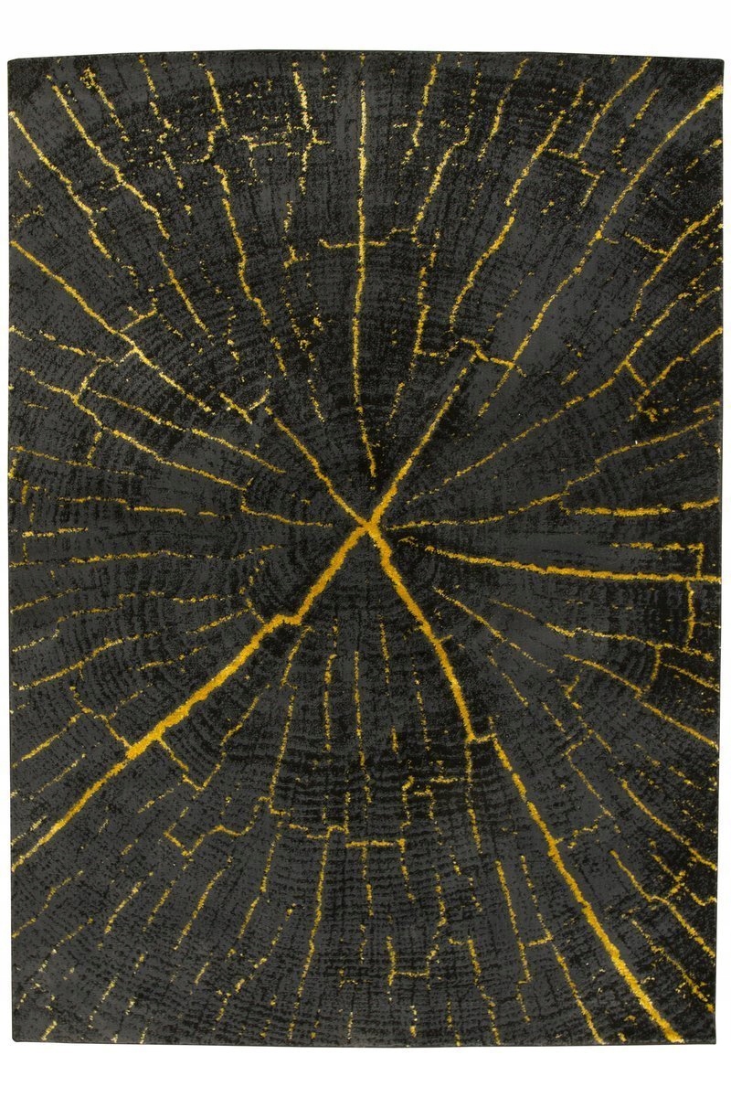 

180x270 cm Miękki Dywan Czerń Złoty Pień Do Salonu