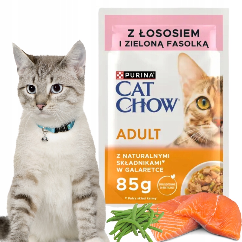 Levně Mokré krmivo pro kočky Purina Cat Chow Adult losos zelené fazolky 26x85 g