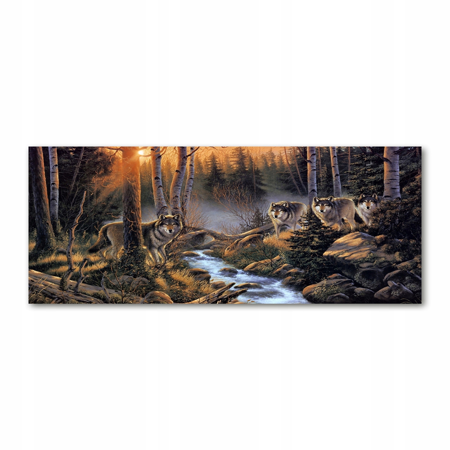 

Foto obraz akryl zdjęcie Wataha wilków 125x50 cm