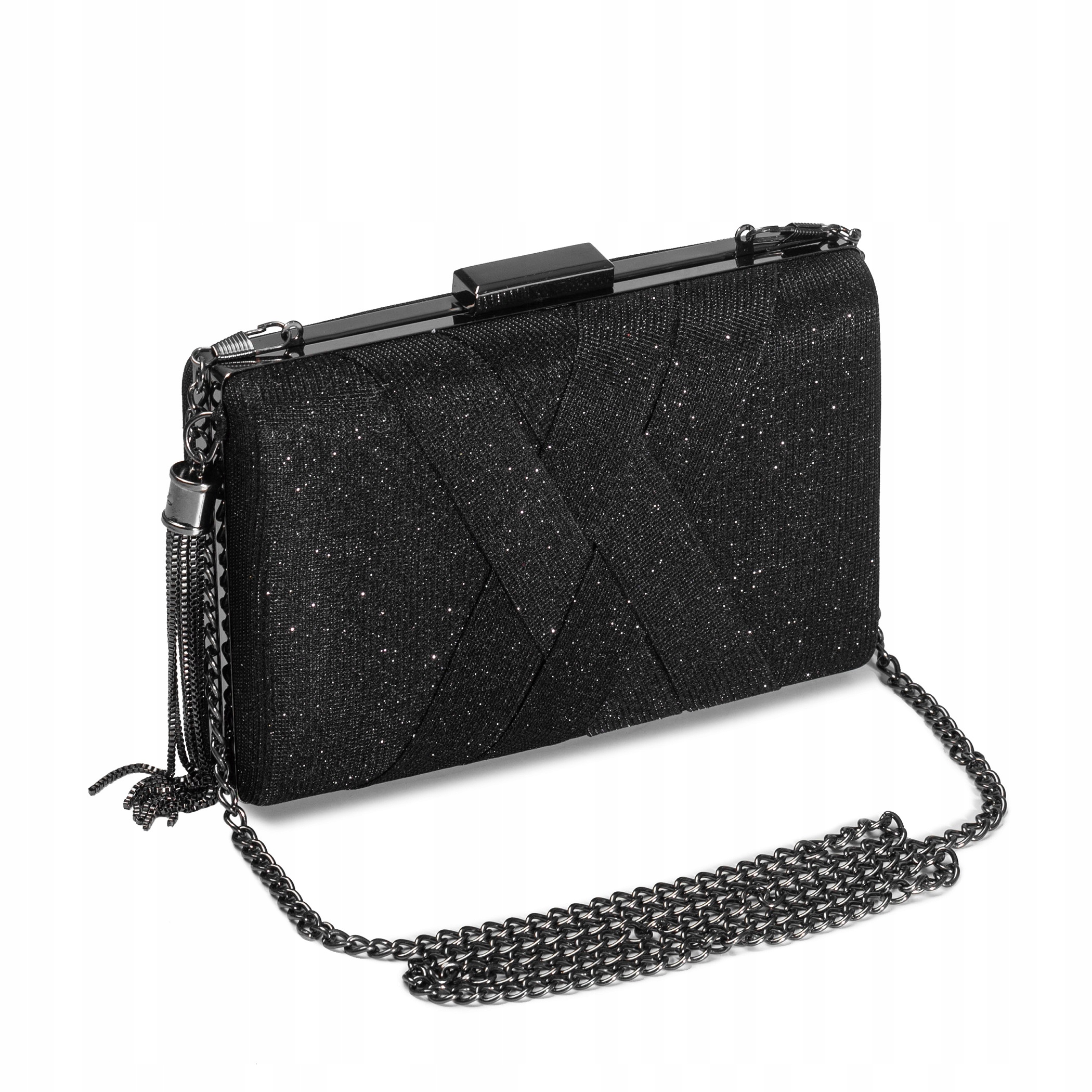 Elegantní Dámská Kabelka Do Ruky Večerní Psaníčko S Řetízkem Černá