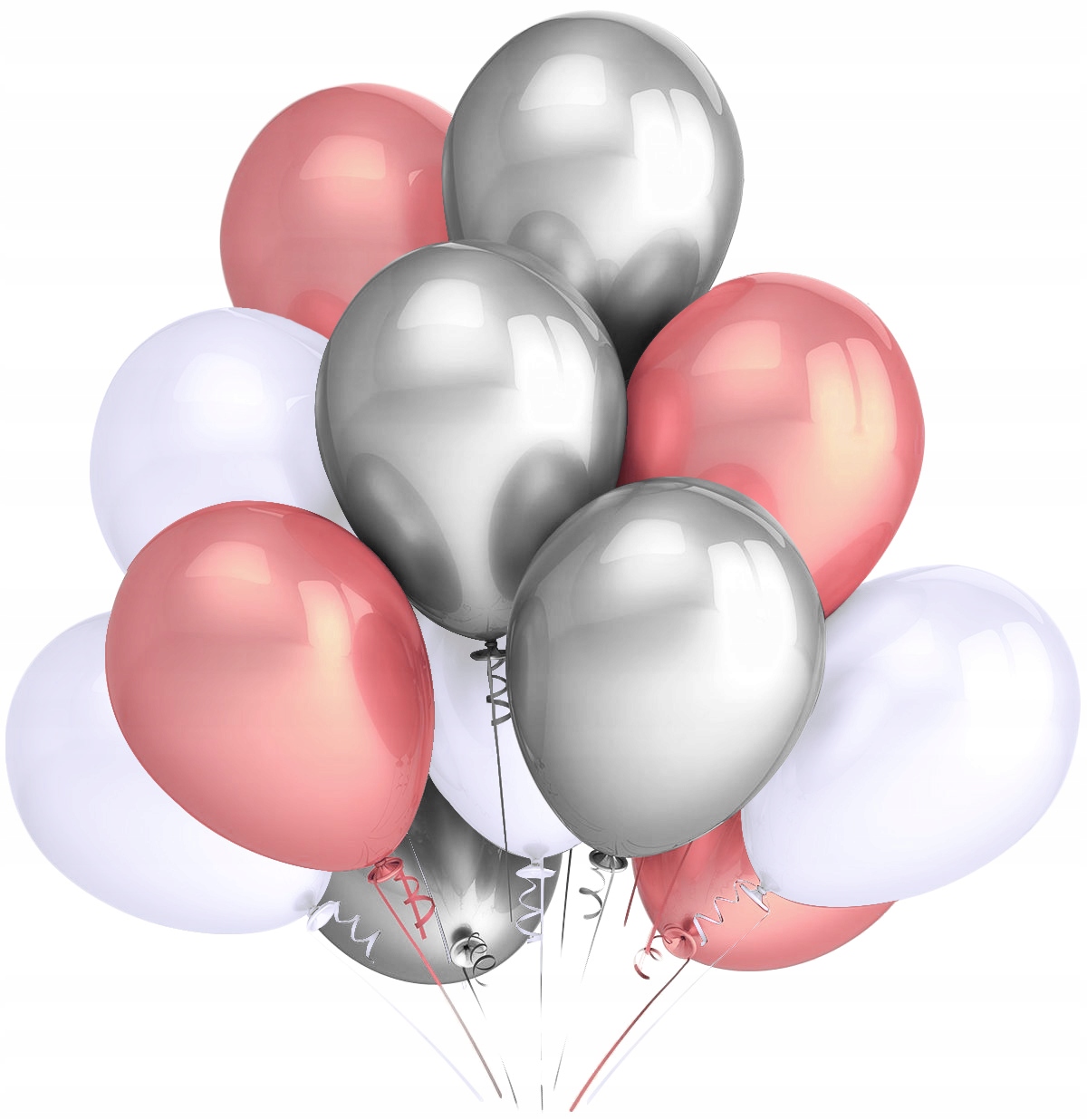 

Balony Metaliczne Rosegold Srebrne Białe 12szt 35c