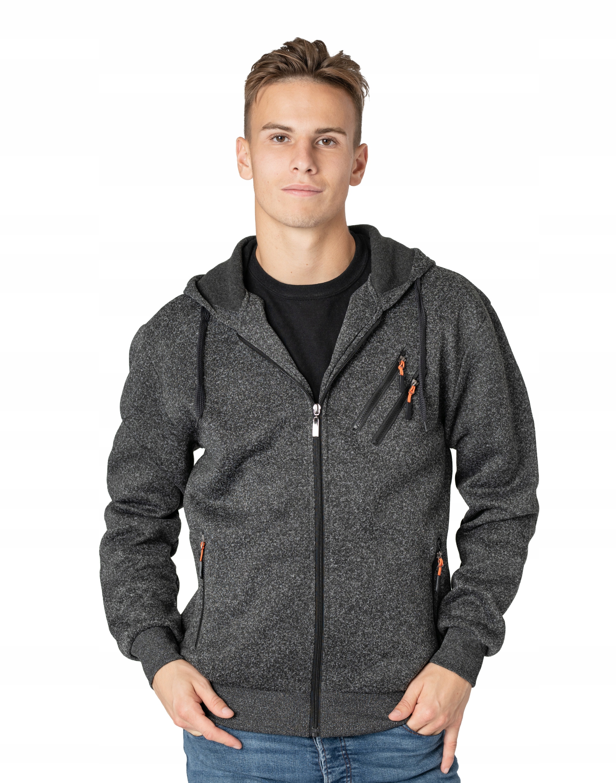 

Ciepła Bluza Męska Rozsuwana z Kapturem 0221-3 XL