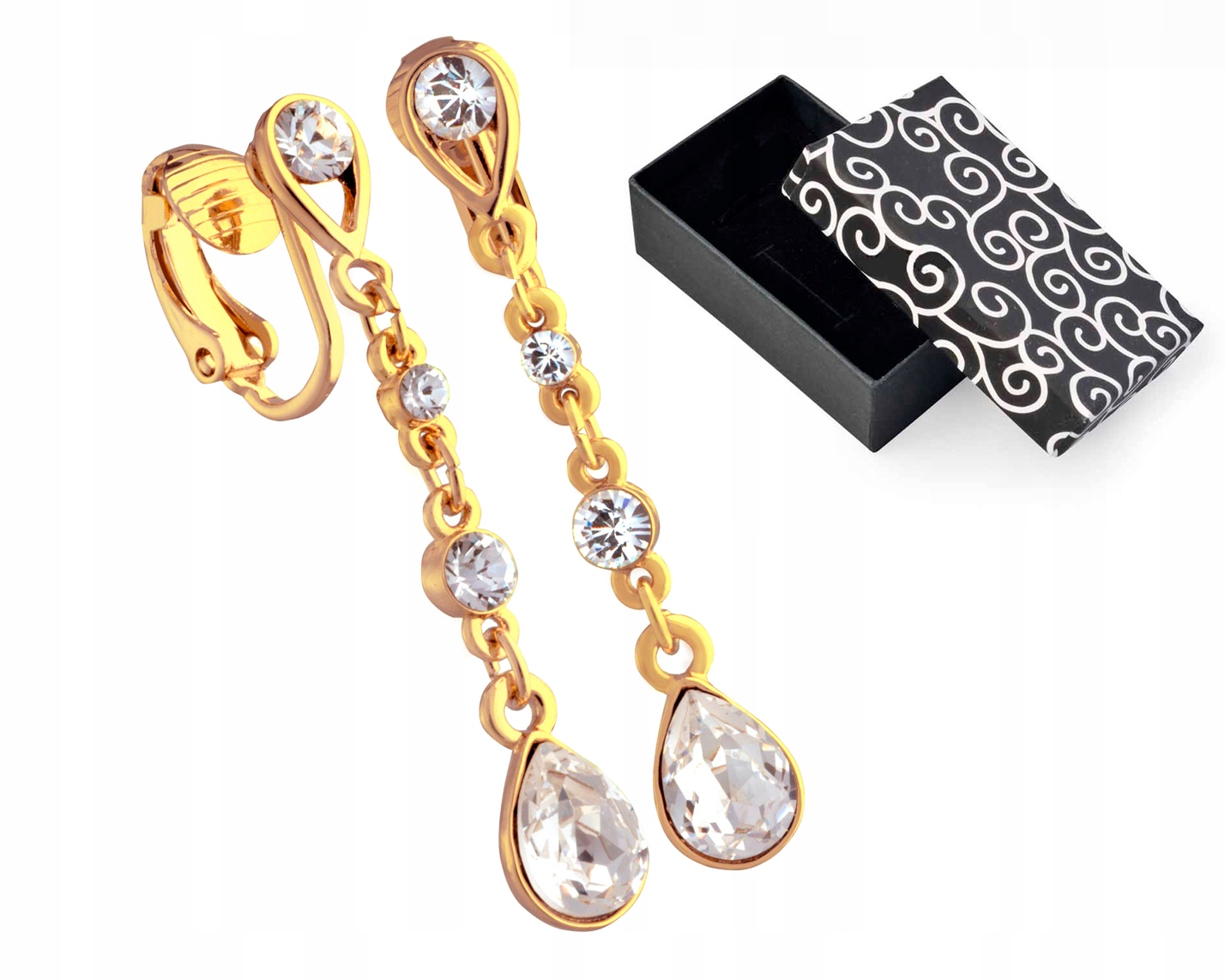 

Długie klipsy złote srebrne Swarovski Colibra