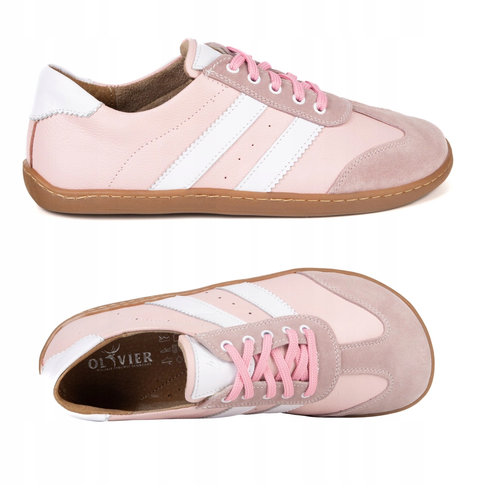 Dámské kožené barefootové polobotky Ida Olivier zero drop růžové 40