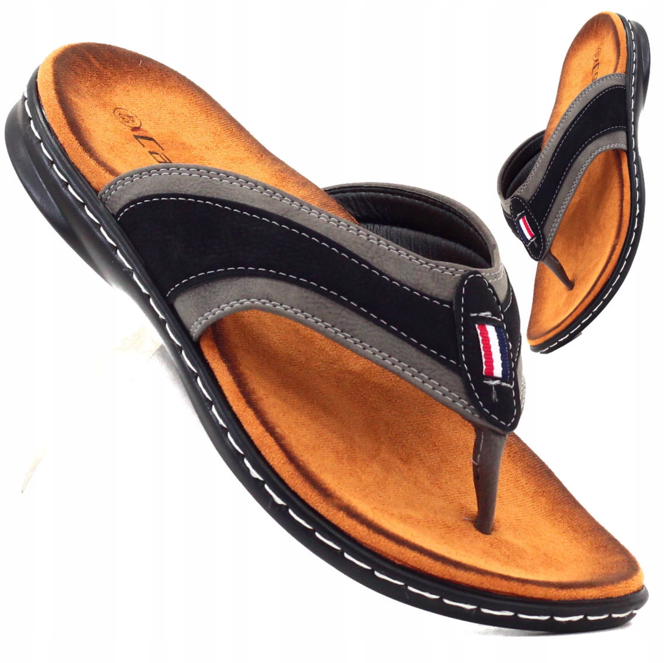 Męskie Klapki Japonki Szyte Profilowane Codzienne