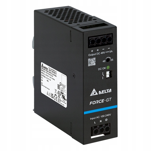 Napájací zdroj Din 24V 10A, model DRF-24V240W1GBA, Delta Electronics