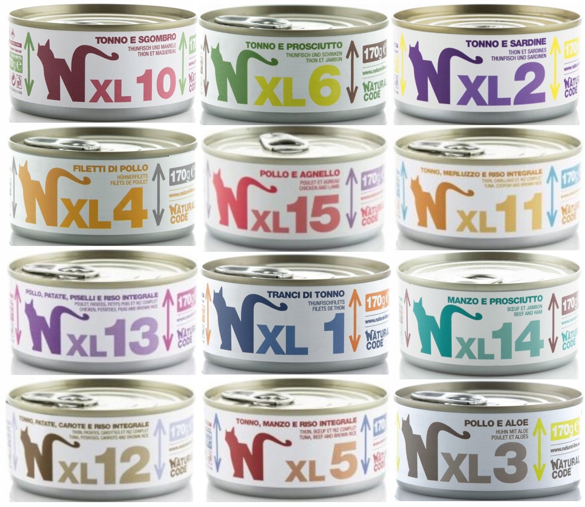 Mokra karma dla kota Natural Code XL MIX Smaków ryba mięso puszka 12 x 170g