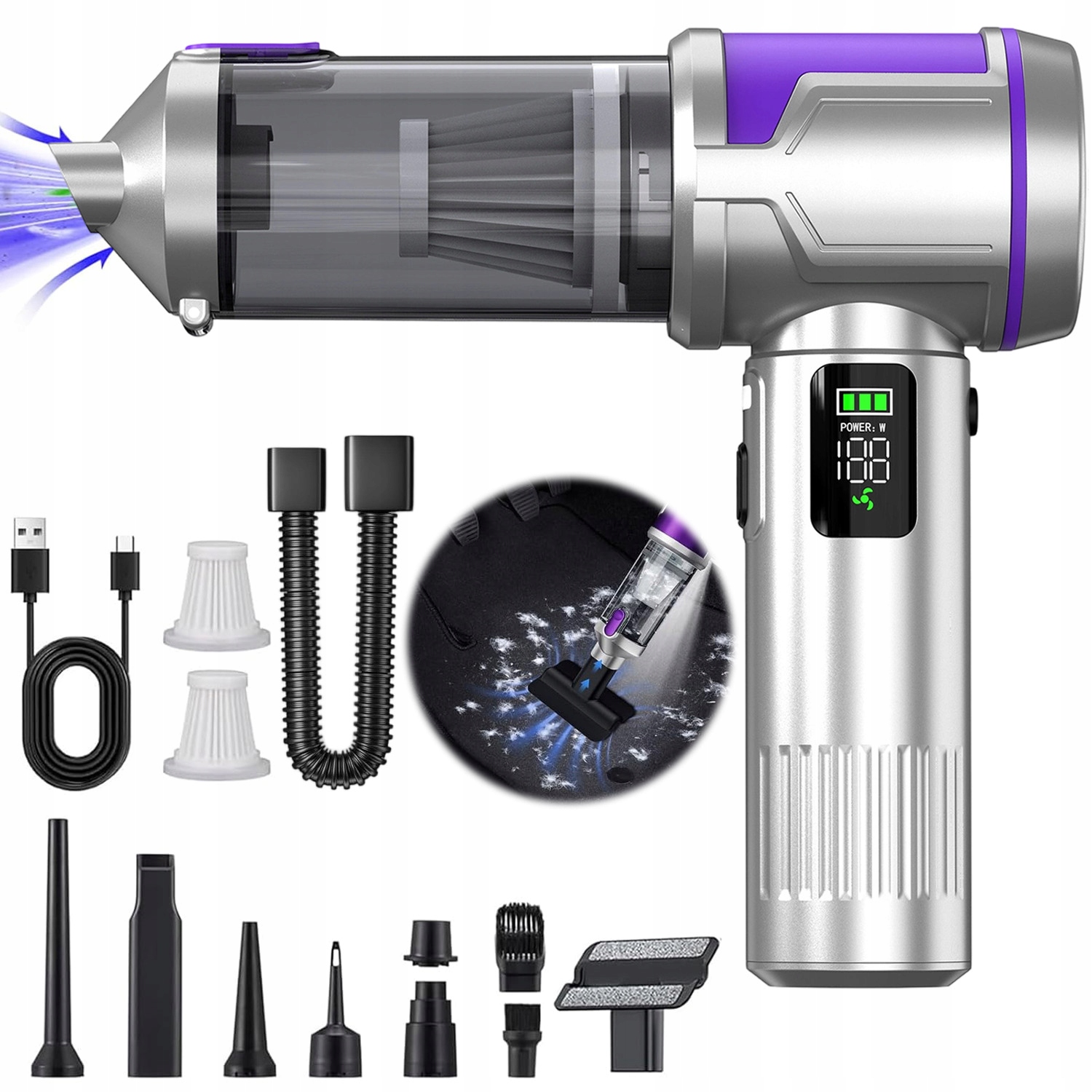 Vysavač Ruční Akumulátorový Auto Bezdrátový 6000PA S Fukarem