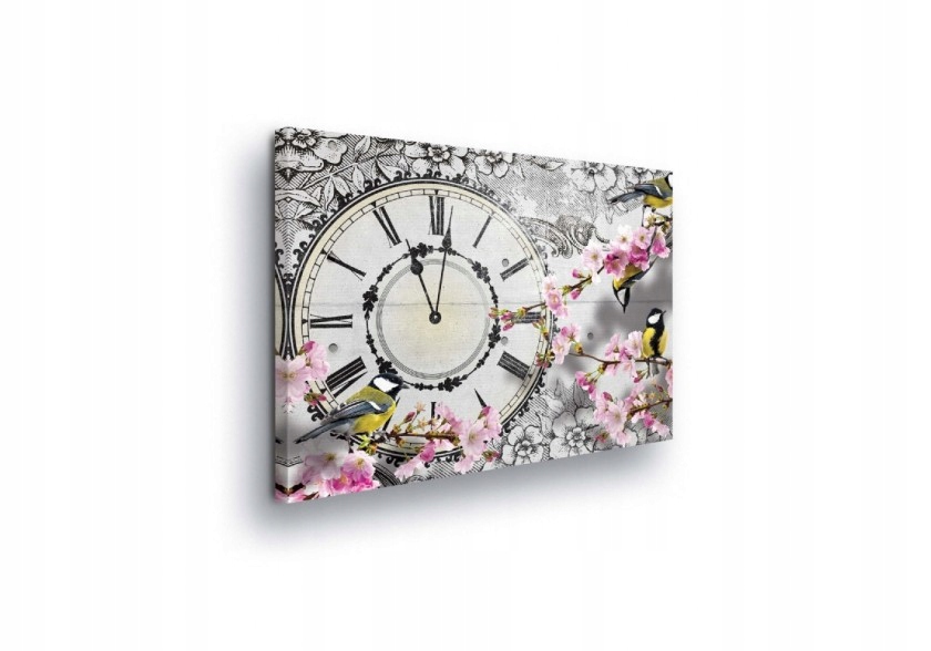 Obraz 100x75 Vintage hodiny kvetoucí větve čas jaro příroda elegance