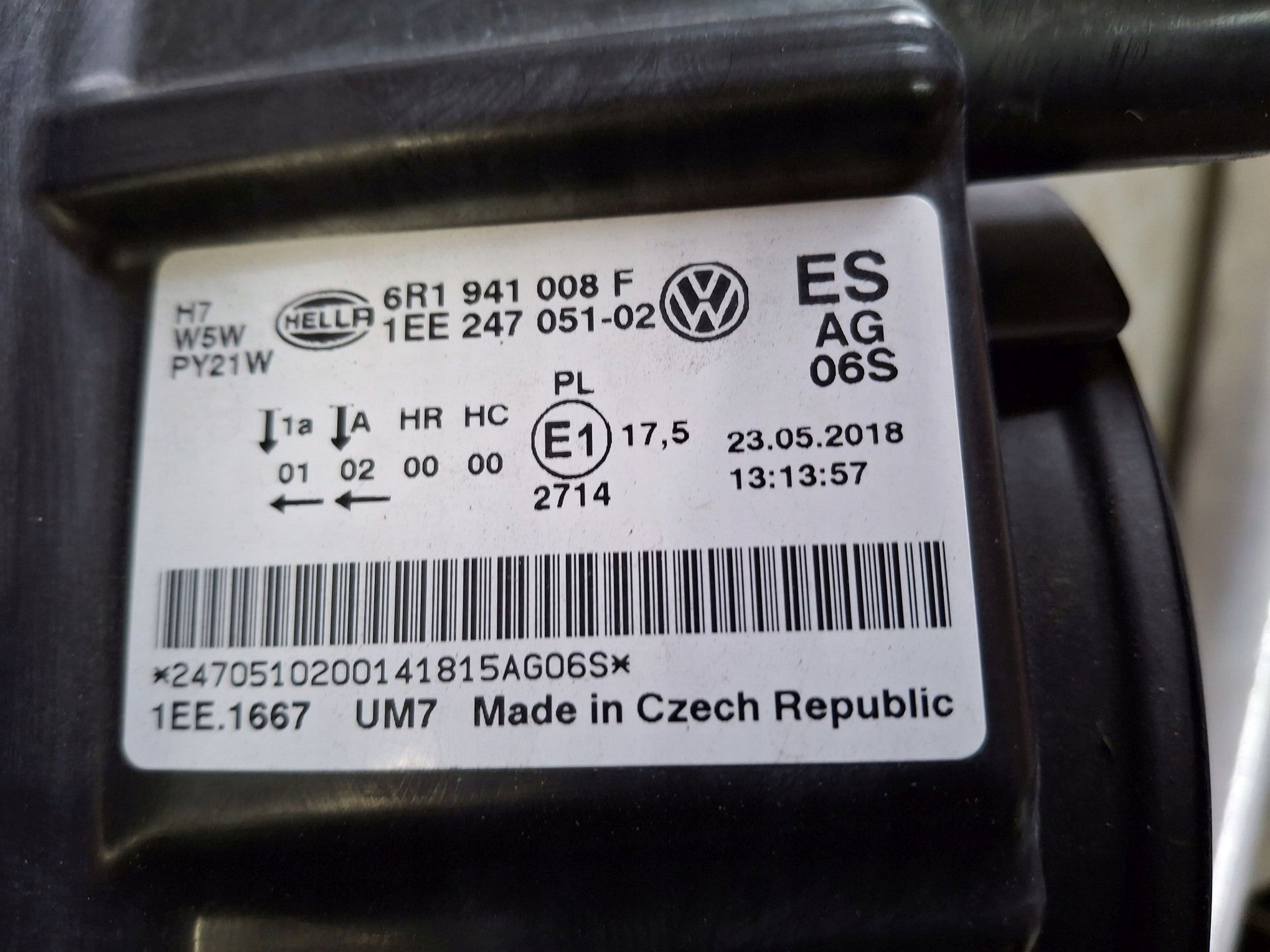light front right VW POLO V 6R0 HELLA 2009R->