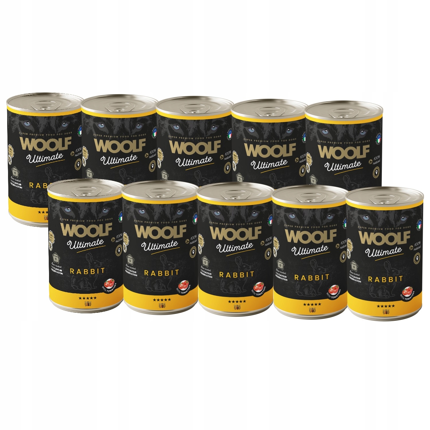 Levně Woolf Ultimate Dog Can Rabbit & Tomato Mokrý monoproteinový králík 10PAK