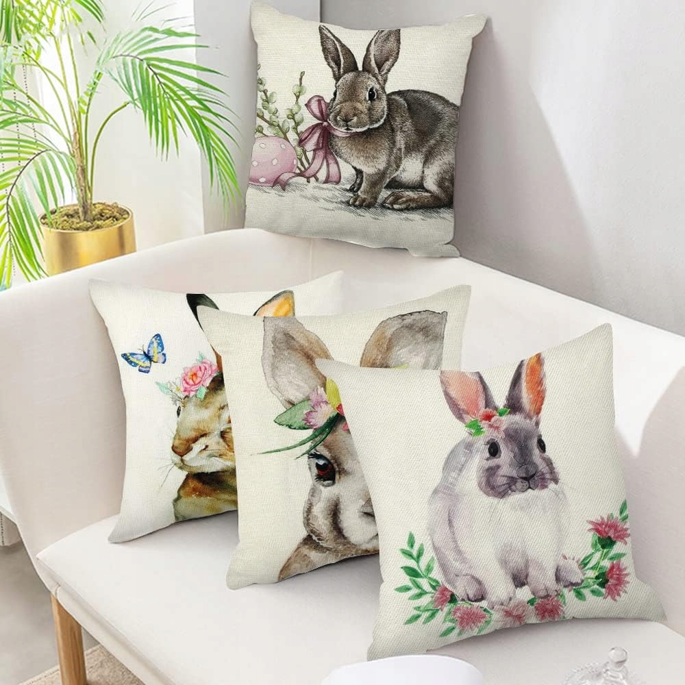 WIELKANOCNE POSZEWKI NA PODUSZKI ZESTAW 4 SZTUK ZAJĄCZKI JAJKA 45 X 45 CM EAN (GTIN) 3210805019108