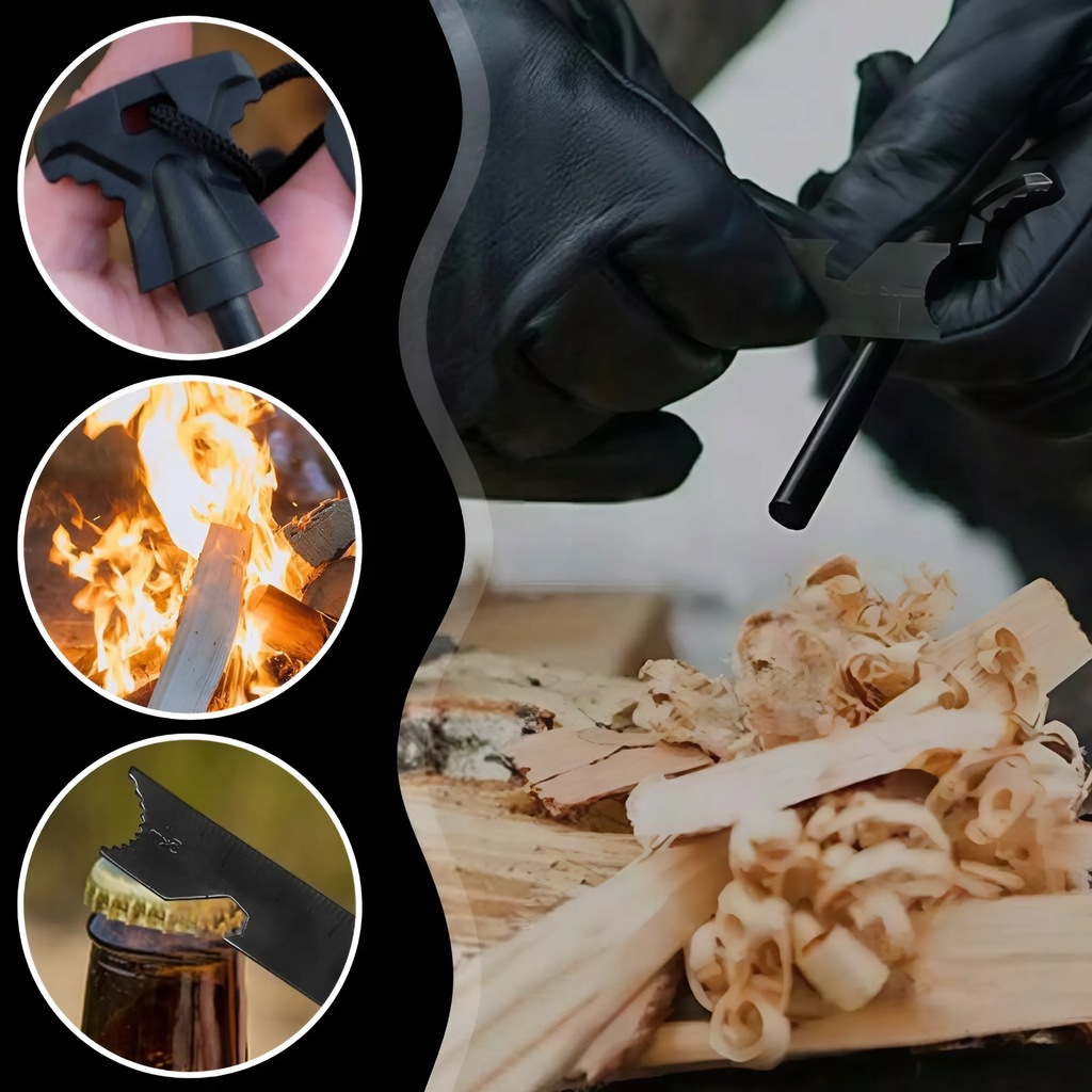 KRZESIWO MAGNEZOWE WOJSKOWE ROZPAŁKA OGIEŃ MAGNETYCZNE CAMPING SURVIVAL Kod producenta XXL czarne