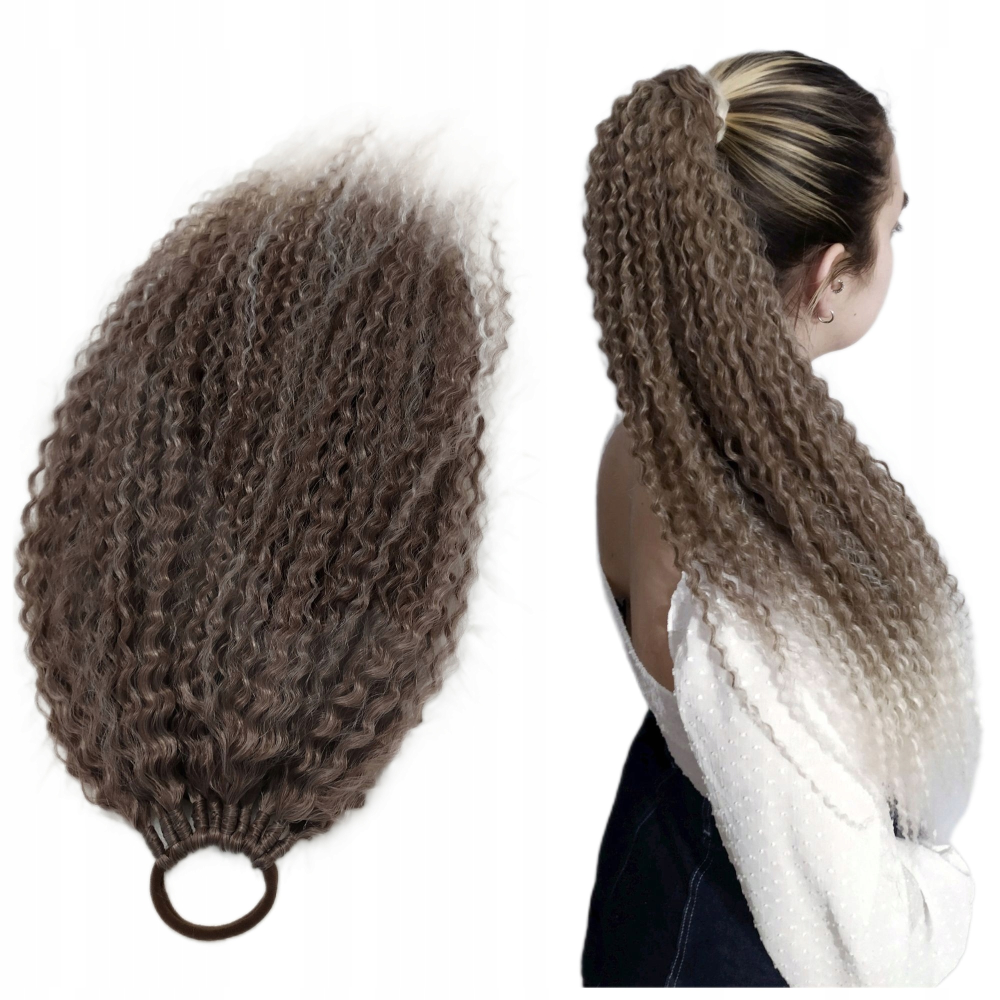 Připínací poník na gumičce, Příčesek vlny, blond, Mandlová Dáma, 60 cm