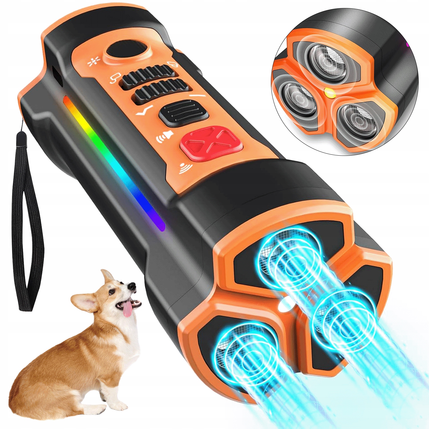 Levně Elektronický Odpuzovač Psů, Svítilna A Hlasitý Režim Pro Výcvik A Domácnost