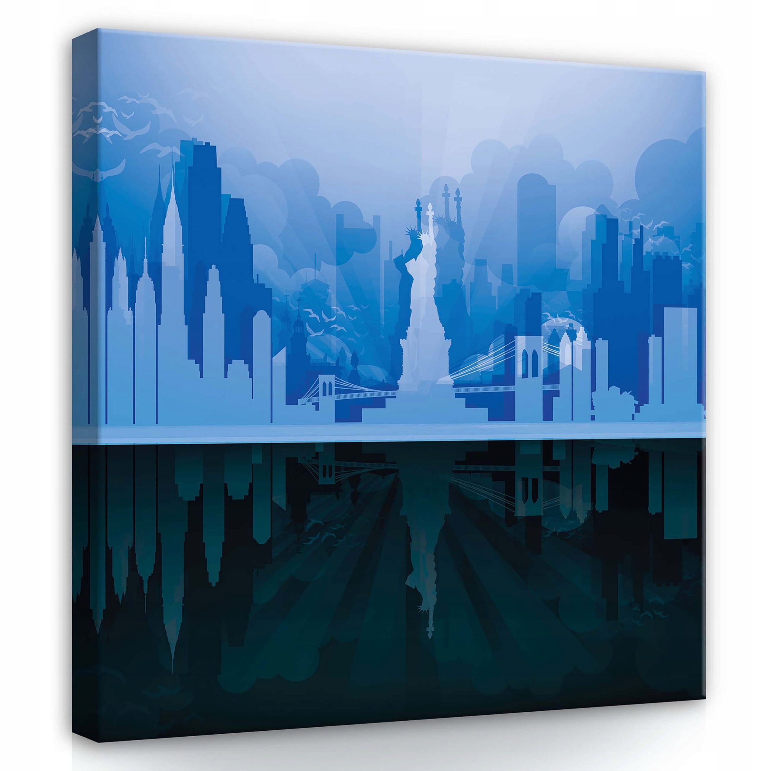 Obraz 80x80 New York krajina města silueta odraz voda modrá