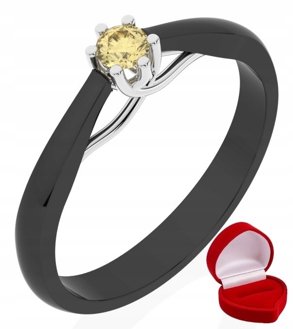 Zlatý Prstýnek 585 14k Safír 0,09 ct Černé Zlato R17