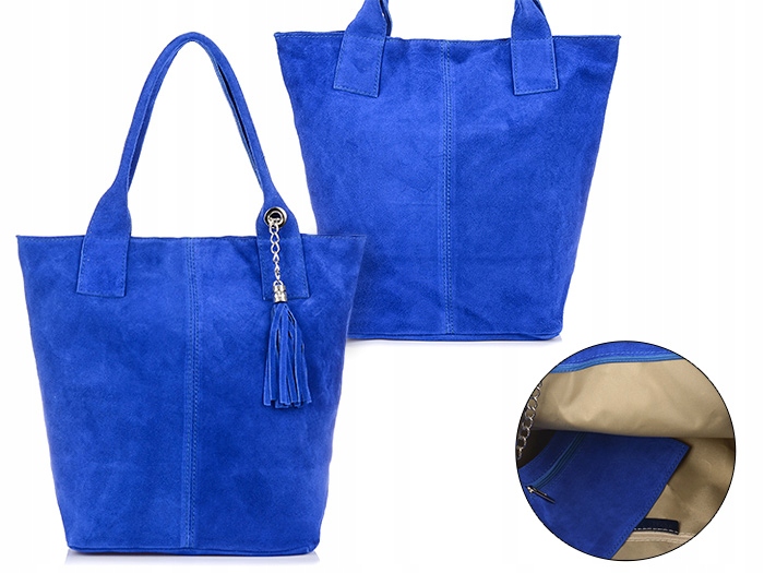 Italská kožená kabelka Semišová A4 na zip, velká