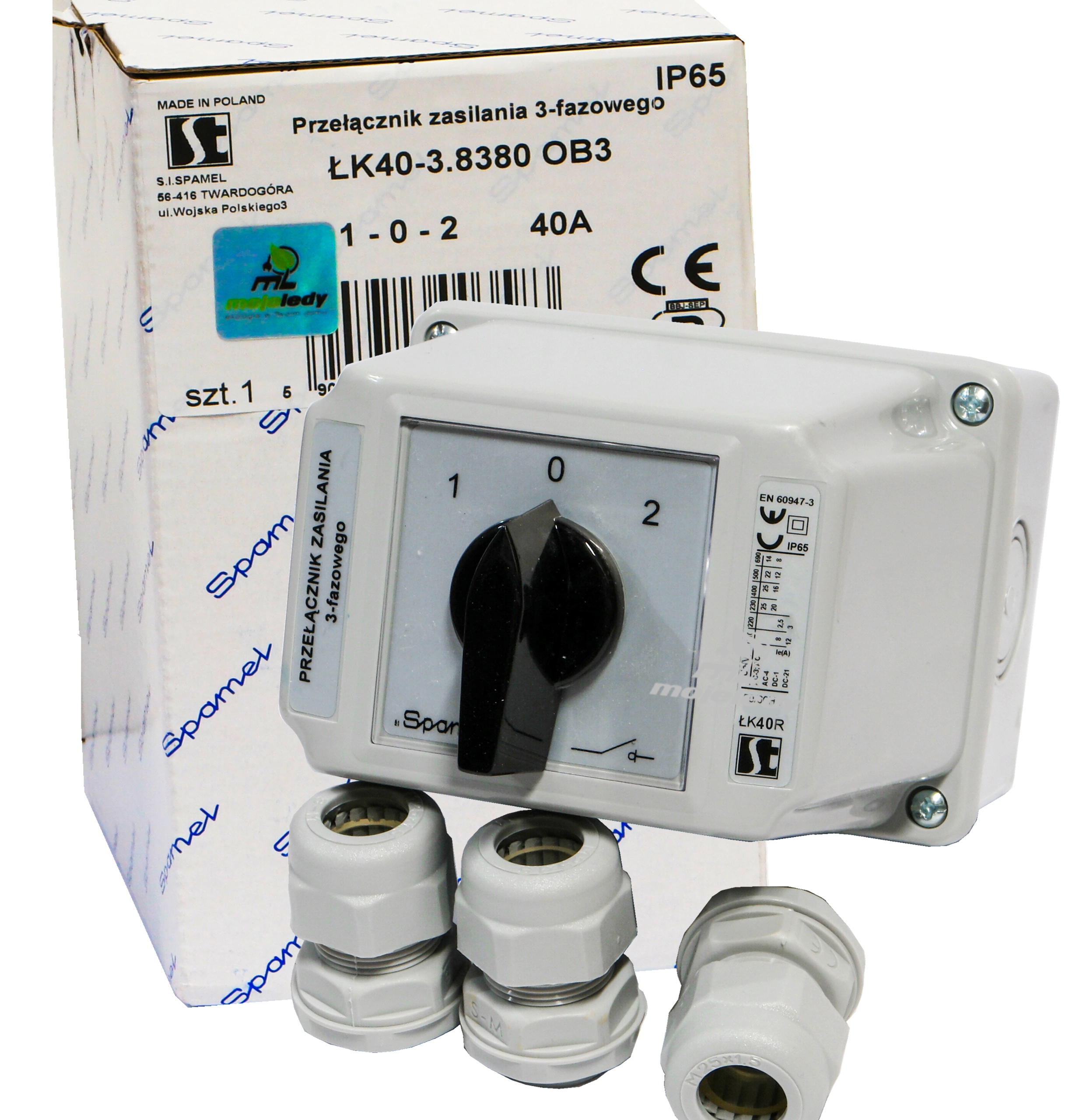 Přepínač napájení agregátová síť 40A v pouzdře