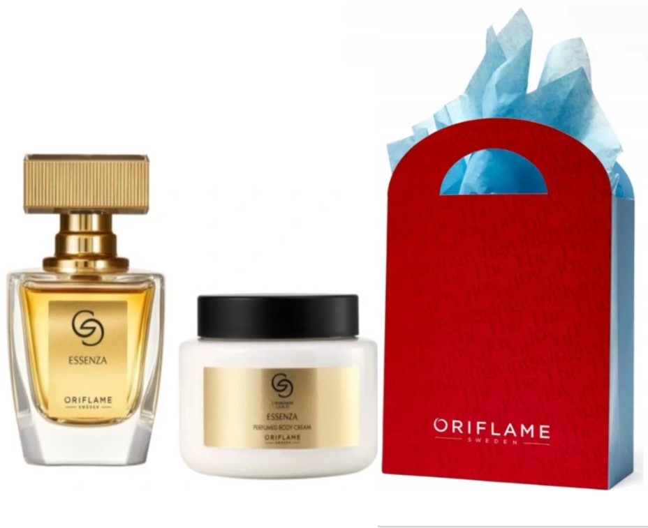 Oriflame Set Giordani Gold Essenza parfém tělový krém kabelka