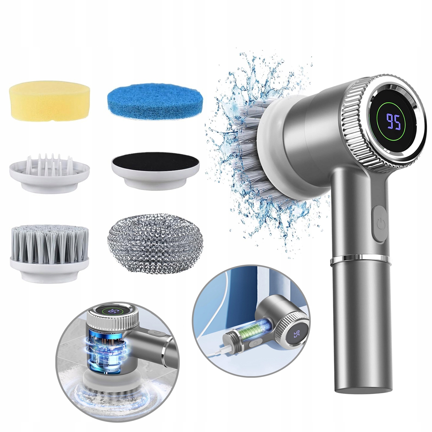 Levně Elektrický Čisticí Kartáč 5v1 Bezdrátový Na Koupelnu A Spáry