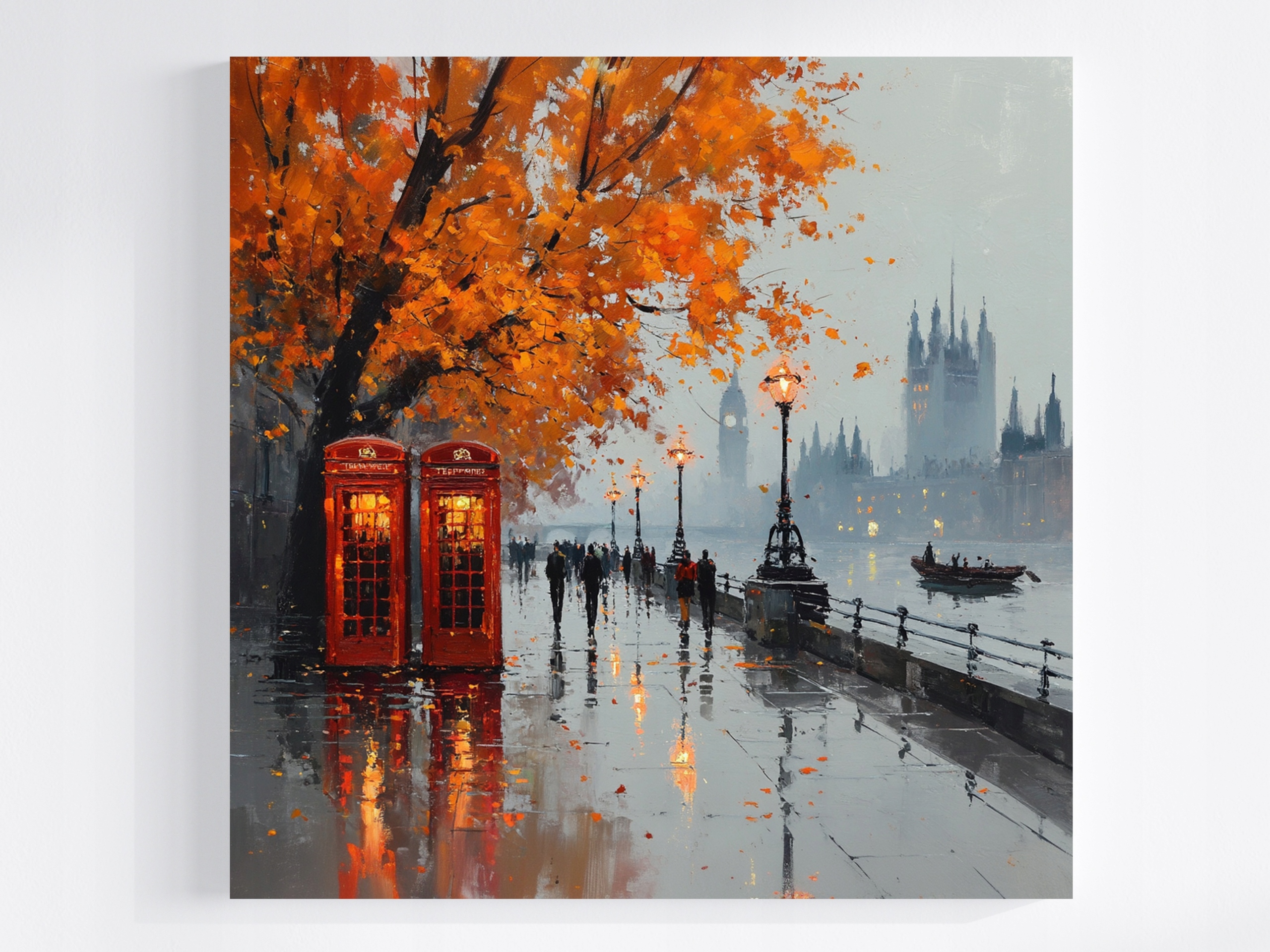 Obraz Na Plátně Canvas Anglie Londýn Tamiza Big Ben Podzim Déšť 80x80