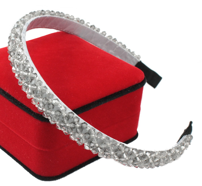 OPASKA DO WŁOSÓW SZKLANE KRYSZTAŁKI SZARA