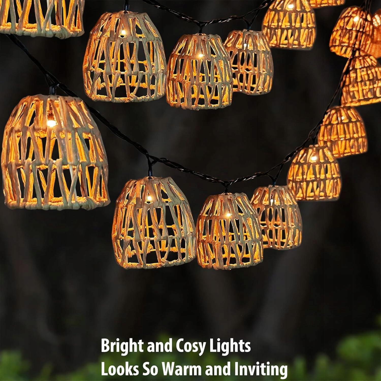 SHENGRUILI Wodoodporna Lampa LED Rattankula na Balkon Ogród Party — miniatura 3