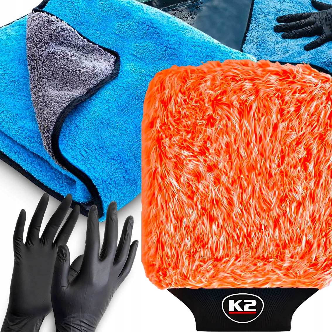 Rękawica Do Mycia Auta K2 Wash Mitt K2 Flossy Ręcznik Do Osuszania 60x90
