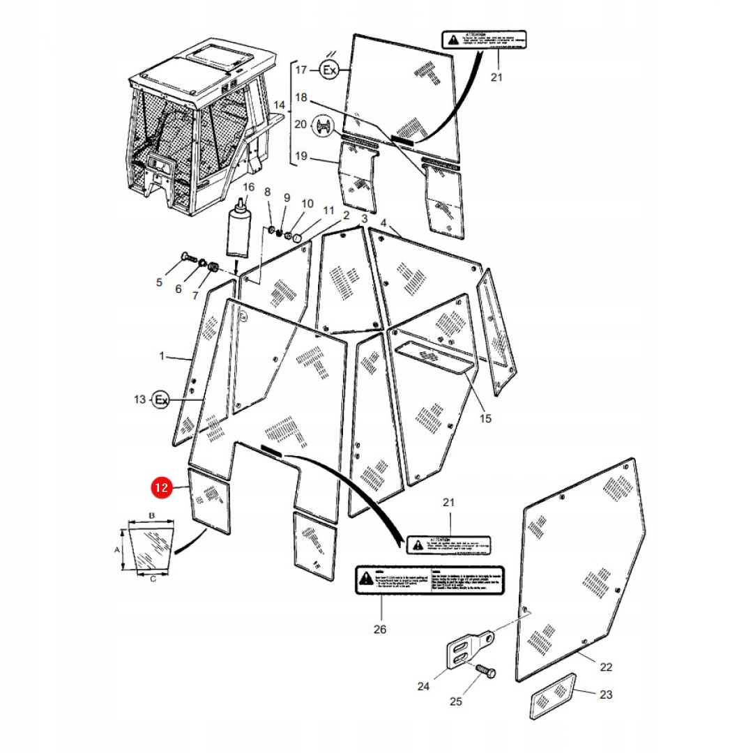 Ветровое стекло Massey Ferguson 3619172m1 Оригинал