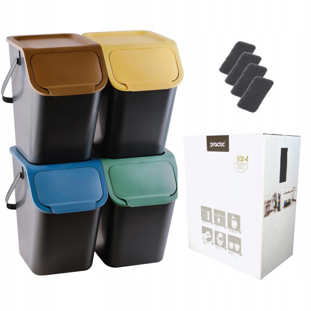 Levně Sada 4 x Koš Nádoba Na Tříděný Odpad Bini 25L