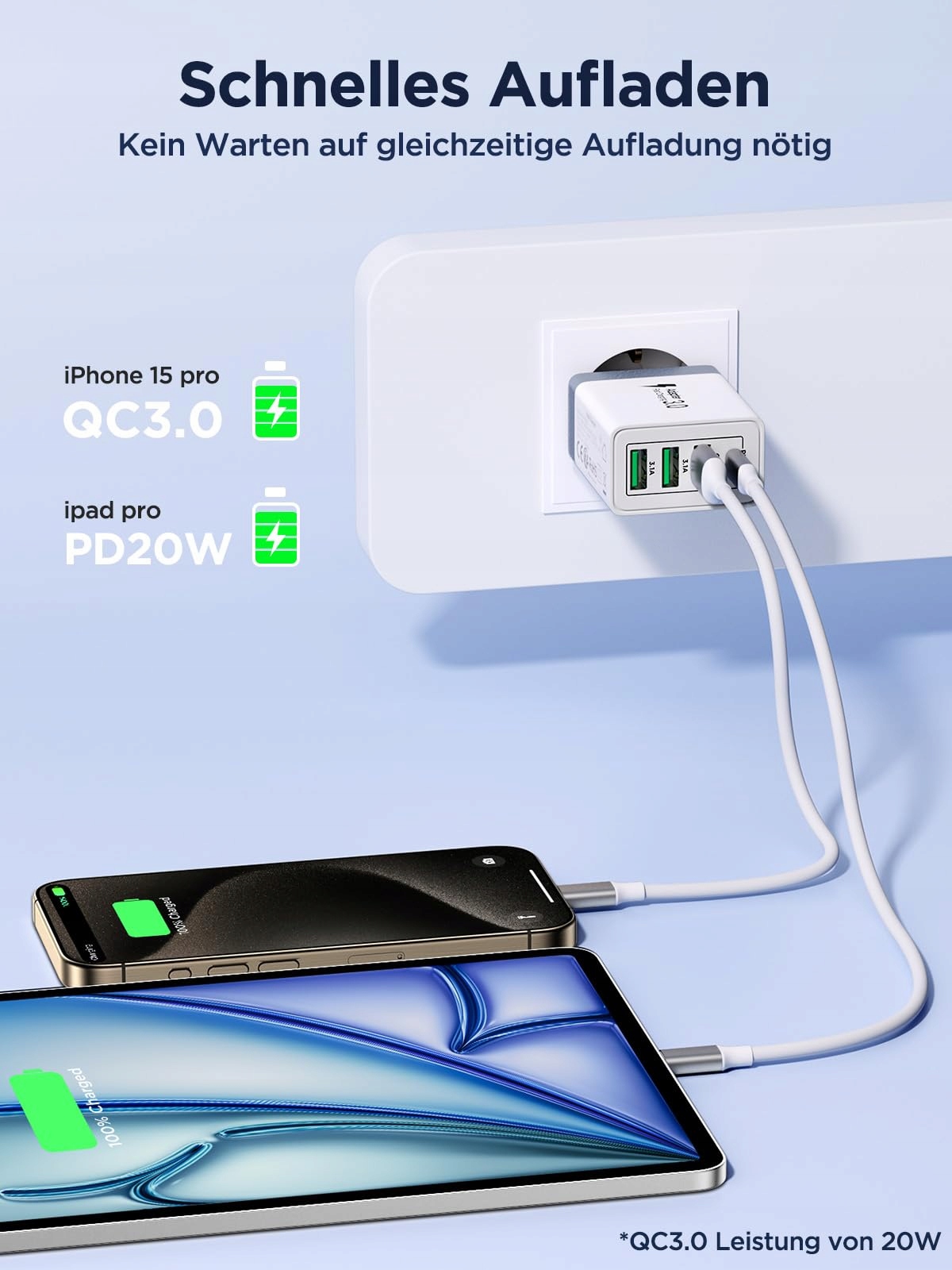 USB ADAPTER 40W 4 Porty USB C i A Ładowarka do Android Telefonów — miniatura 3